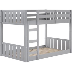 traditional twin over twin solid wood stackable slat bunk bed in gray