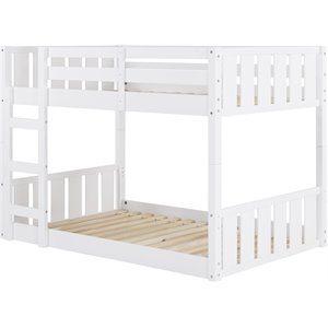 traditional twin over twin solid wood stackable slat bunk bed in white