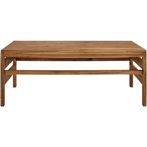 modern slat-top solid acacia wood outdoor coffee table in brown