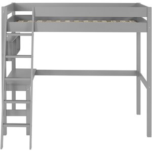 swan solid wood twin loft bed with built-in desk in gray