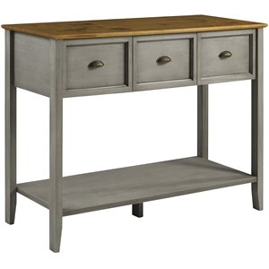stratford 3 drawer buffet table in rustic oak/gray