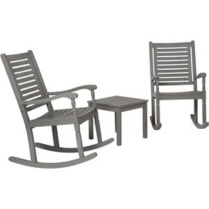 3-piece traditional rocking chair outdoor chat set with end table in gray wash