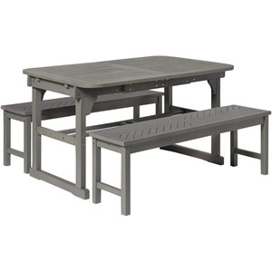 3-piece extendable outdoor patio dining set in gray wash