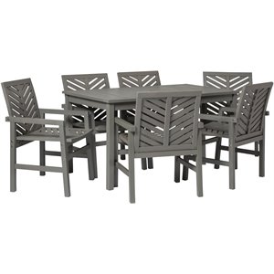 vincent 7-piece chevron outdoor patio dining set in gray wash