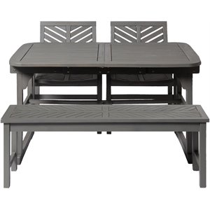 4-piece extendable outdoor patio dining set in gray wash