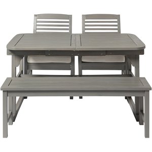 4-piece classic outdoor patio dining set in gray wash