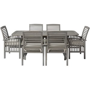 7-piece classic outdoor patio dining set in gray wash