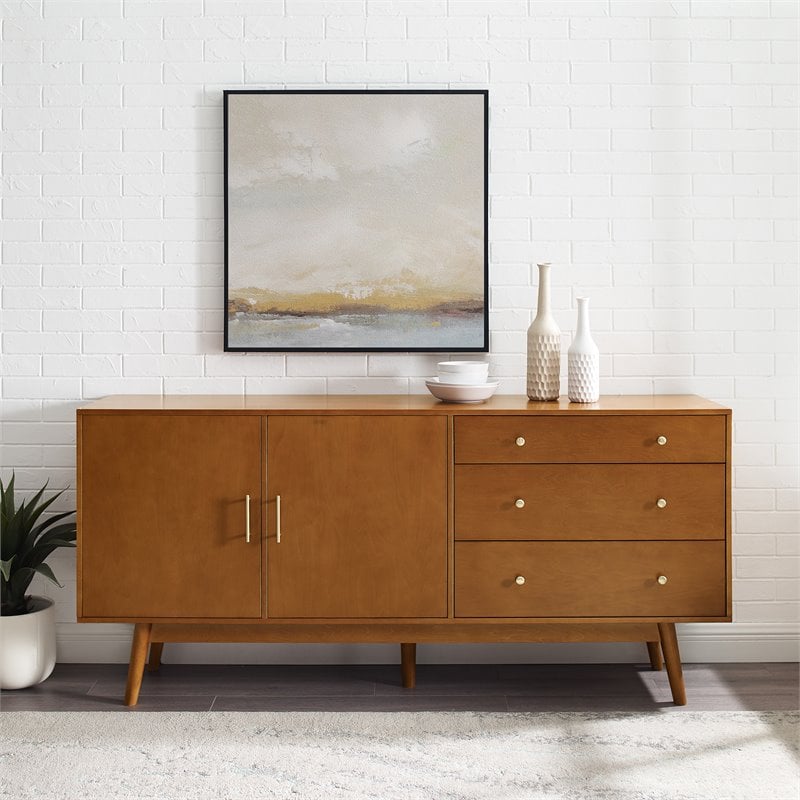 Walker Edison 70" 3-Drawer Mid-Century Engineered Wood Sideboard - Thumbnail 3
