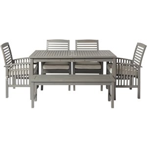 6-piece simple outdoor patio dining set in gray wash