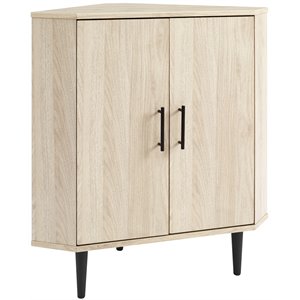 contemporary double door corner accent cabinet in birch