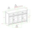 Farmhouse 2-Drawer 4 Glass Door TV Stand for TVs up to 58 Inches in Rustic Oak