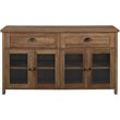 Farmhouse 2-Drawer 4 Glass Door TV Stand for TVs up to 58 Inches in Rustic Oak