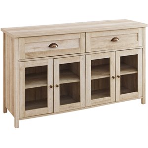 farmhouse 2-drawer 4 glass door tv stand for tvs up to 58 inches in white oak