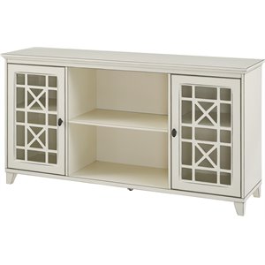 transitional 2-door fretwork sideboard in antique white