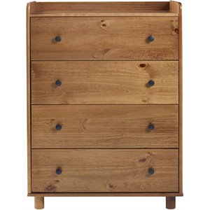 morgan 4-drawer solid wood bedroom chest in caramel