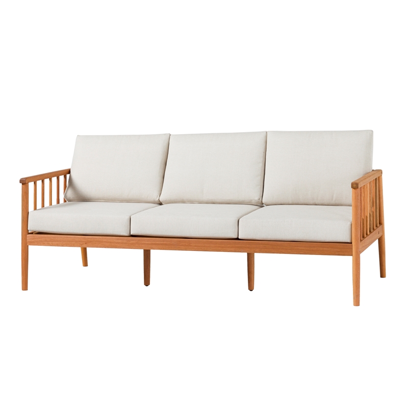 Modern Outdoor Solid Wood Spindle Style Triple Lounge - Natural