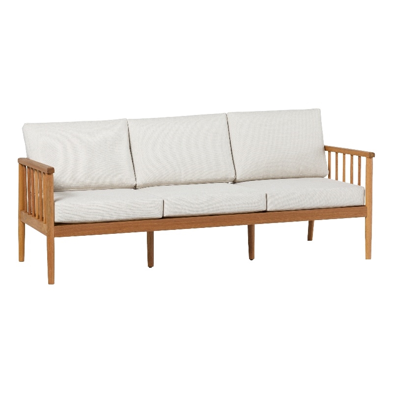 Modern Outdoor Solid Wood Spindle Style Triple Lounge - Natural