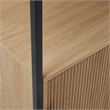 Tall Wood Bookcase with Closed and Open Storage - Oak/ Black
