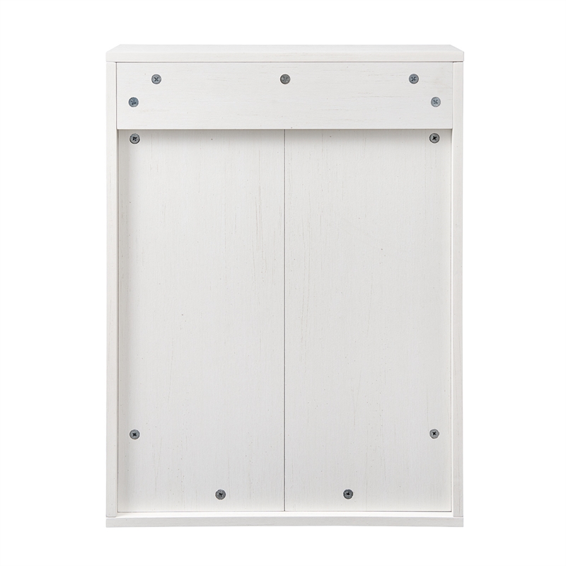 Sliding Barn Door Wood Wall Storage with Mirror - Brushed White / Rustic Oak