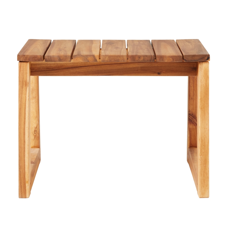 Modern Solid Wood Outdoor Slat-Top Side Table - Natural