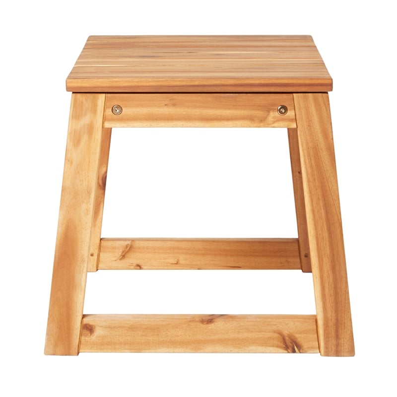 Modern Solid Wood Outdoor Slat-Top Side Table - Natural