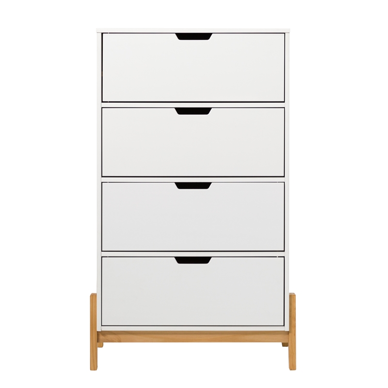 4 Drawer Scandi-Minimalist Solid Wood Chest Dresser - White