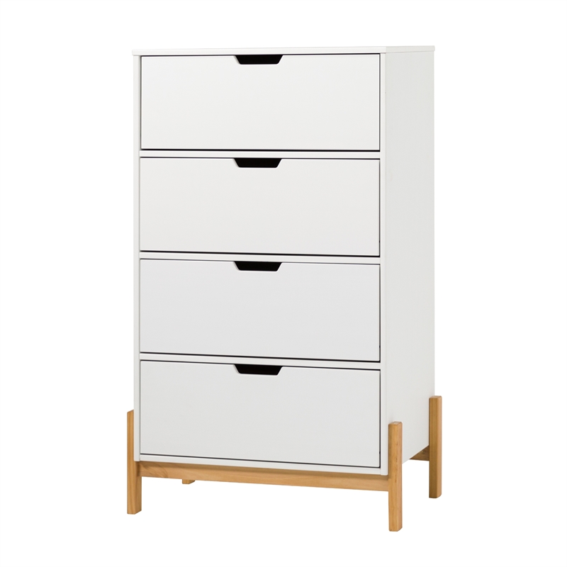 4 Drawer Scandi-Minimalist Solid Wood Chest Dresser - White