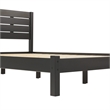 Solid Wood Minimalist Boho Queen Bed with Simple Headboard - Black