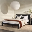 Solid Wood Minimalist Boho Queen Bed with Simple Headboard - Black