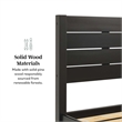 Solid Wood Minimalist Boho Queen Bed with Simple Headboard - Black
