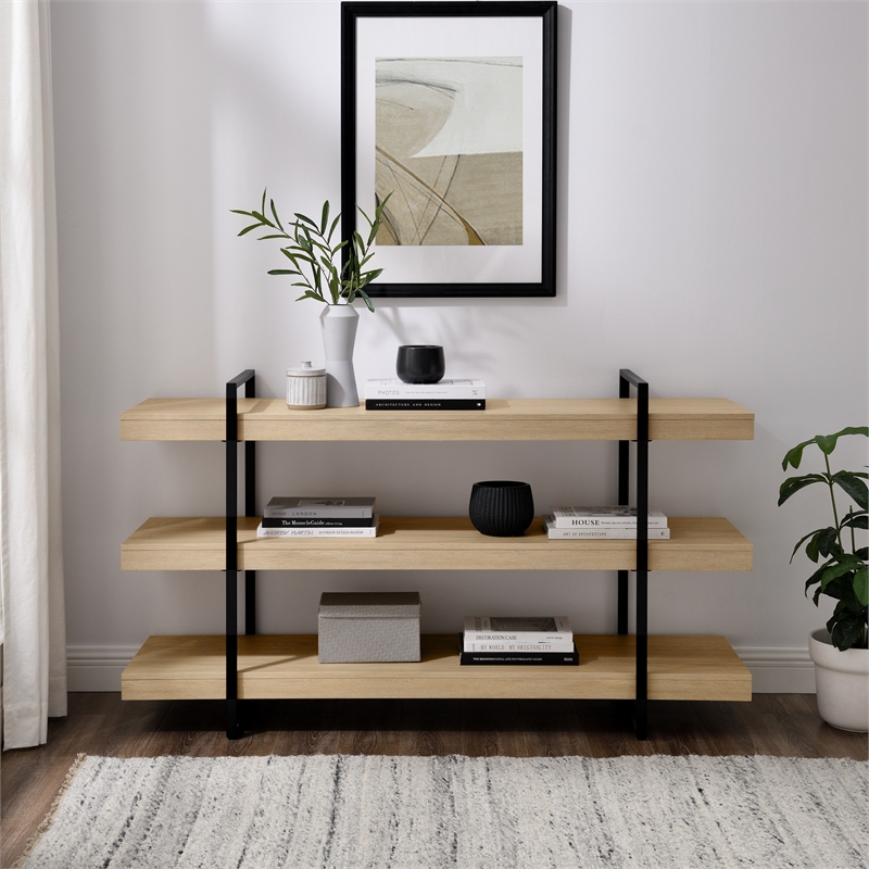 60" Wood Modern Industrial Bookshelf Coastal Oak / Black