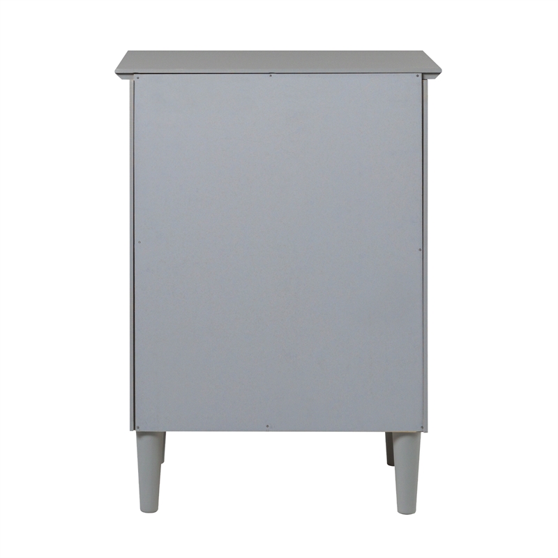 3-Drawer Solid Wood Nightstand Accent Table - Gray
