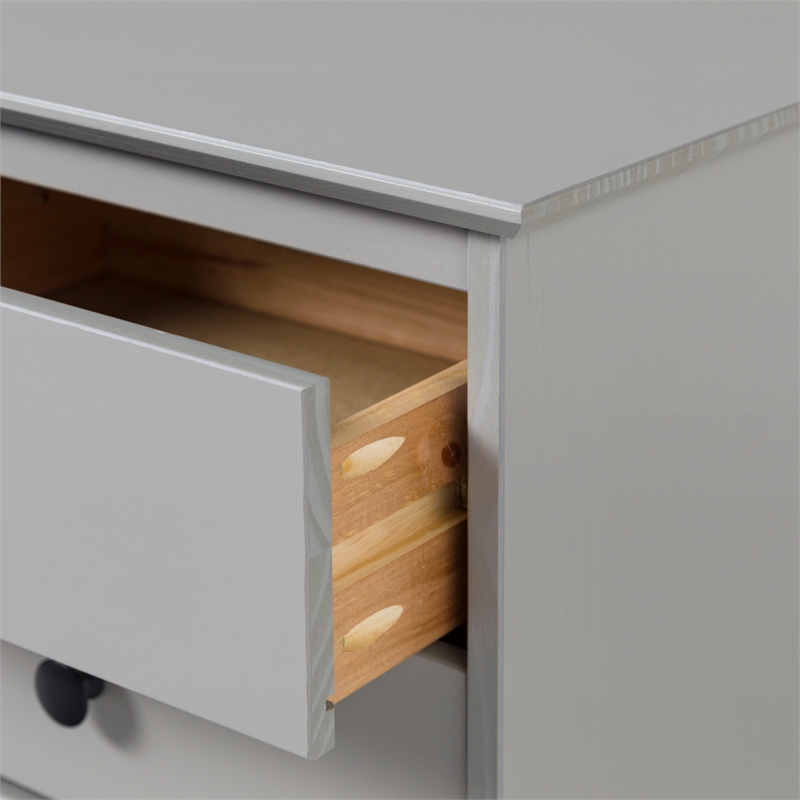 3-Drawer Solid Wood Nightstand Accent Table - Gray