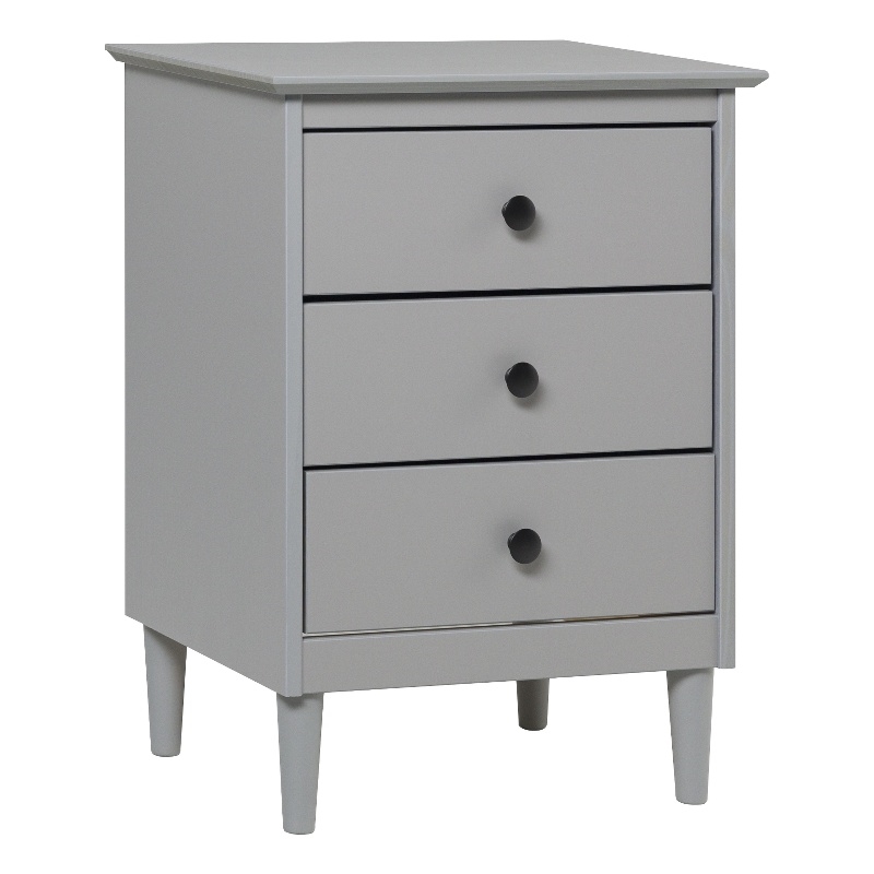 3-Drawer Solid Wood Nightstand Accent Table - Gray