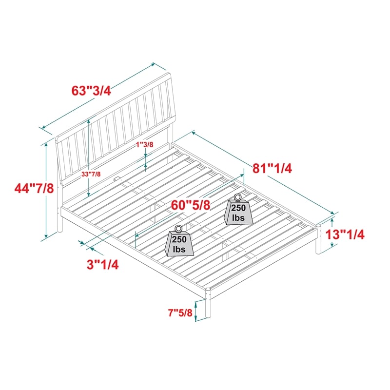 Solid Wood Mid-century Modern Queen Spindle Bed - Natural Pine