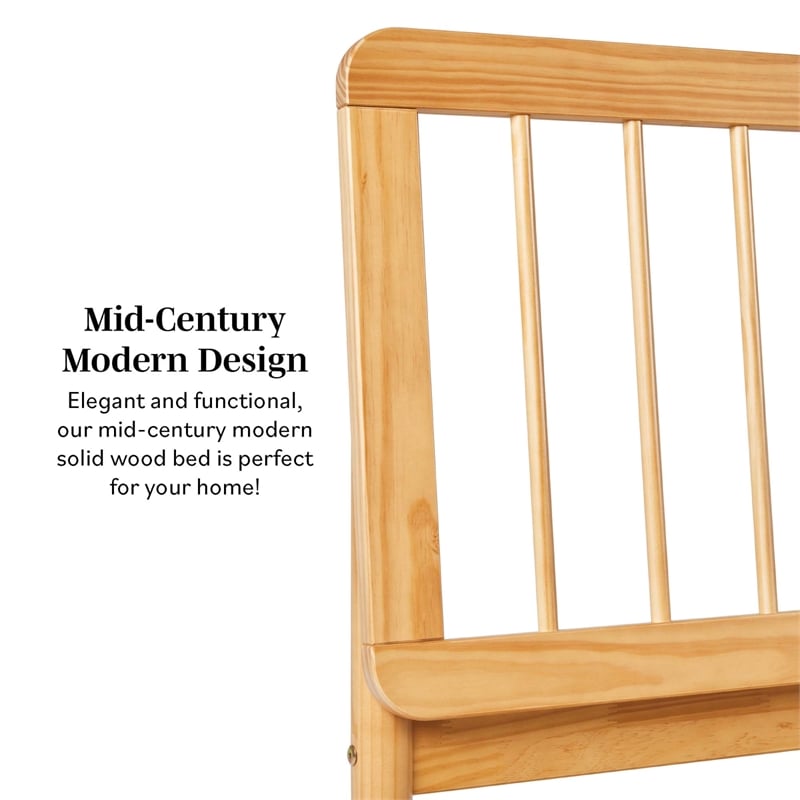 Solid Wood Mid-century Modern Queen Spindle Bed - Natural Pine