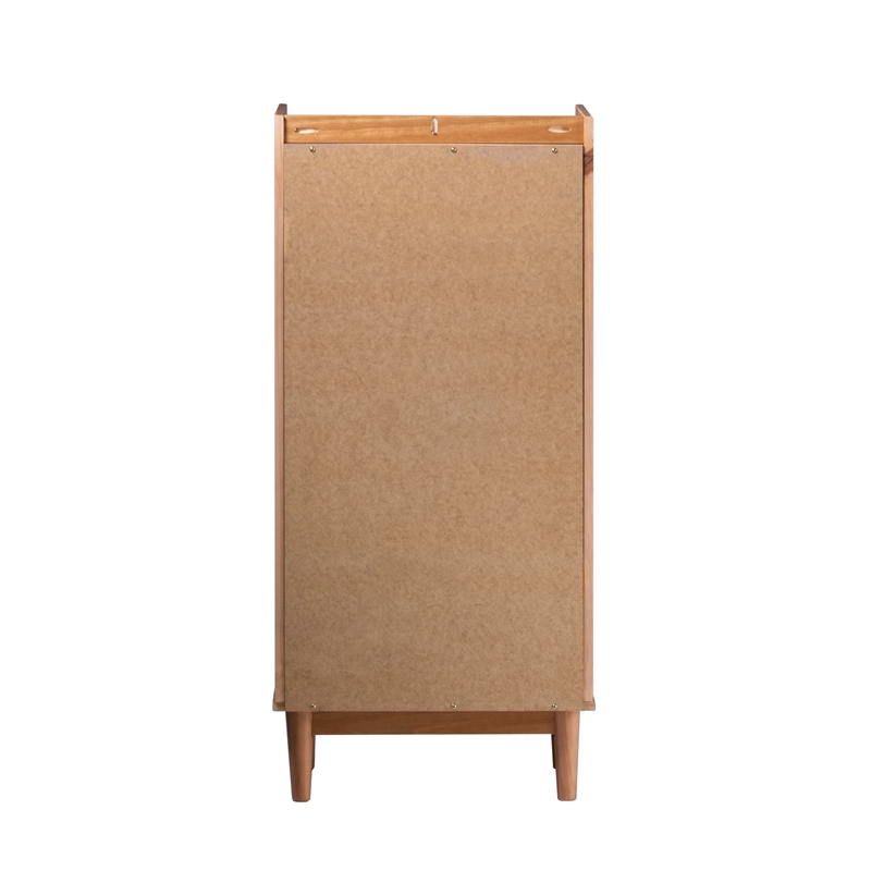 5-Drawer Solid Wood Tall Bedroom Chest Dresser - Caramel