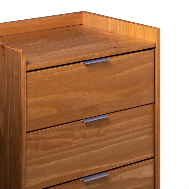 5-Drawer Solid Wood Tall Bedroom Chest Dresser - Caramel