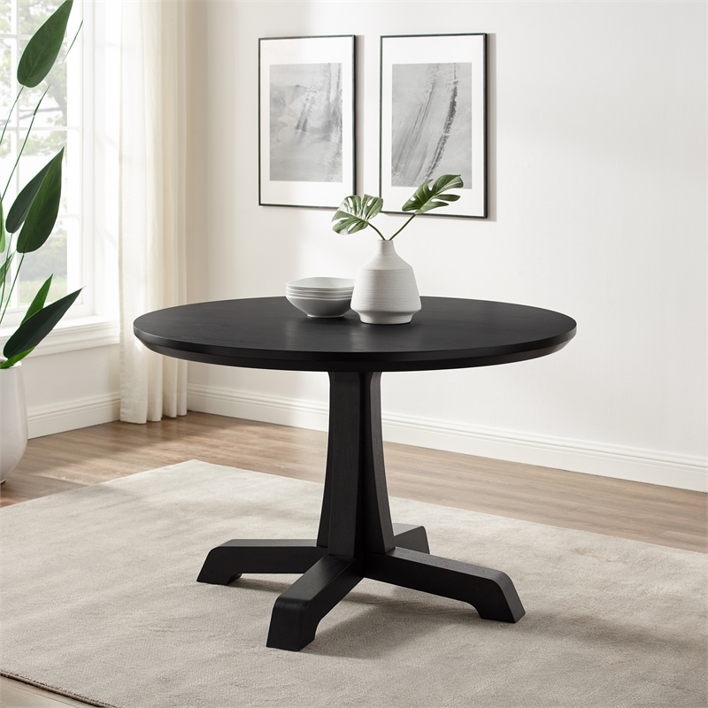 48" Solid Wood Round Dining Table with Pedestal Base - Thumbnail 3