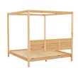 Walker Edison Wood King Size Canopy Bed with Slatted Headboard in Natural