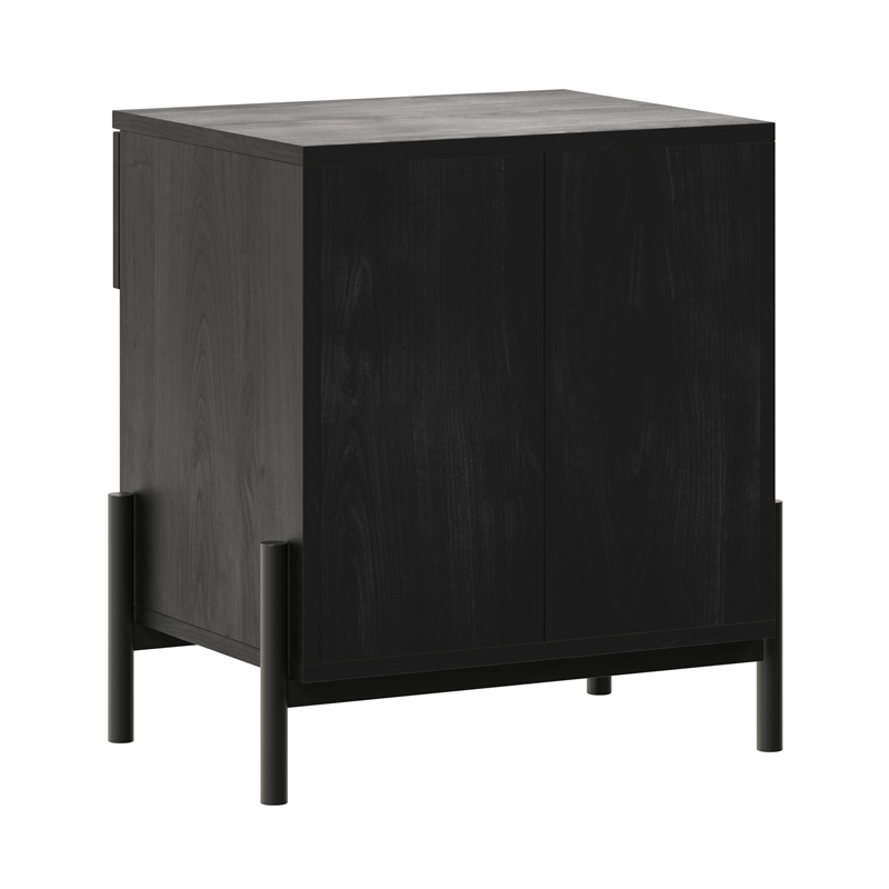 Walker Edison Reeded 1-Drawer Modern Wood Nightstand in Black