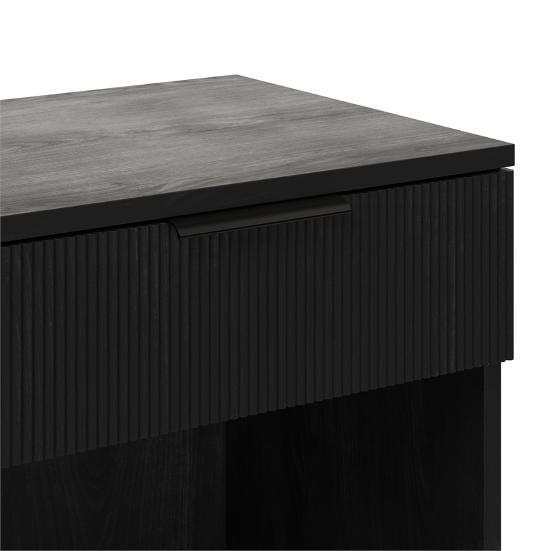 Walker Edison Reeded 1-Drawer Modern Wood Nightstand in Black