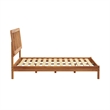 Walker Edison Mid-Century Solid Wood King Size Bed with Slat-Back in Caramel