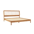 Walker Edison Mid-Century Solid Wood King Size Bed with Slat-Back in Caramel