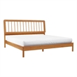 Walker Edison Mid-Century Solid Wood King Size Bed with Slat-Back in Caramel