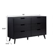 Walker Edison Simple Wood 6 Drawer Dresser with Cut Out Handles - Black