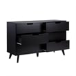 Walker Edison Simple Wood 6 Drawer Dresser with Cut Out Handles - Black