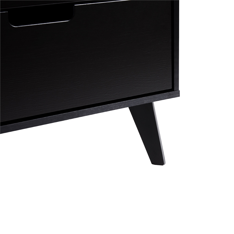 Walker Edison Simple Wood 6 Drawer Dresser with Cut Out Handles - Black