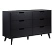 Walker Edison Simple Wood 6 Drawer Dresser with Cut Out Handles - Black
