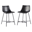 Walker Edison Upholstered Metal Counter Stools with X Base in Black